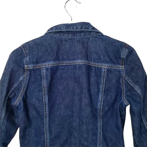 GAP Womens Jacket SZ S Denim Blue Button Long Sleeves Crop Stretchy Y2K 90's - Picture 7 of 10